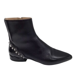 Chloe Black Leather Ankle Boots with Studded Detail